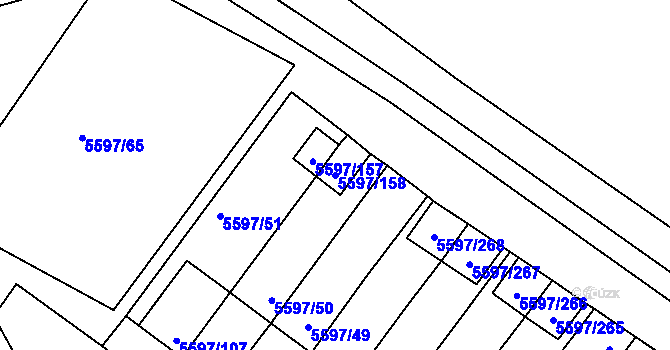 Parcela st. 5597/158 v KÚ Velké Meziříčí, Katastrální mapa