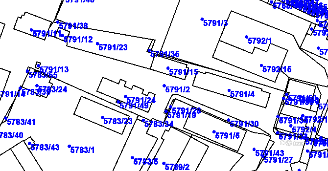 Parcela st. 5791/2 v KÚ Velké Meziříčí, Katastrální mapa