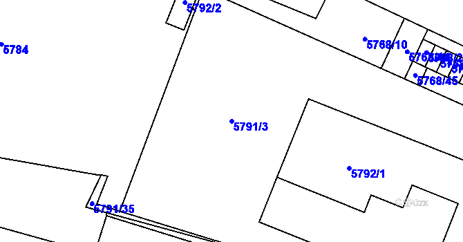 Parcela st. 5791/3 v KÚ Velké Meziříčí, Katastrální mapa