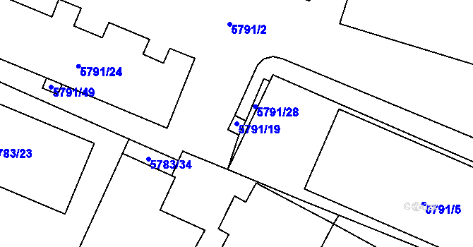 Parcela st. 5791/19 v KÚ Velké Meziříčí, Katastrální mapa
