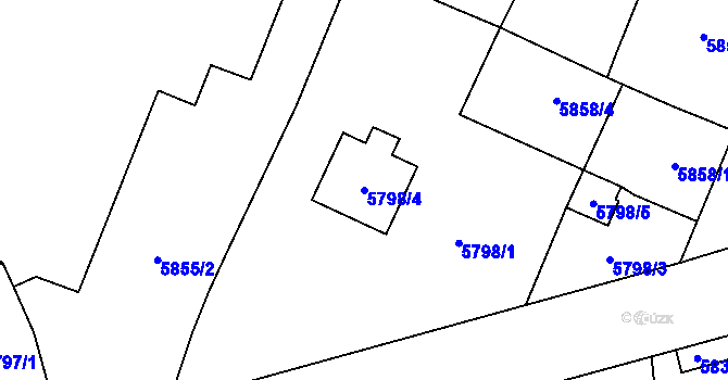 Parcela st. 5798/4 v KÚ Velké Meziříčí, Katastrální mapa