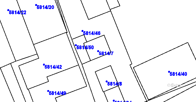 Parcela st. 5814/7 v KÚ Velké Meziříčí, Katastrální mapa