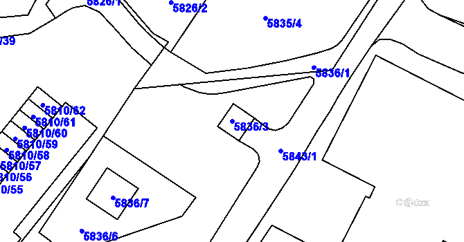 Parcela st. 5836/3 v KÚ Velké Meziříčí, Katastrální mapa