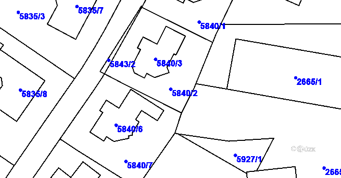 Parcela st. 5840/2 v KÚ Velké Meziříčí, Katastrální mapa