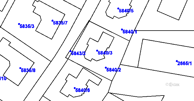 Parcela st. 5840/3 v KÚ Velké Meziříčí, Katastrální mapa