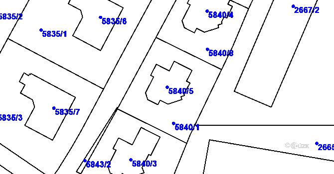 Parcela st. 5840/5 v KÚ Velké Meziříčí, Katastrální mapa