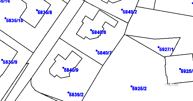 Parcela st. 5840/7 v KÚ Velké Meziříčí, Katastrální mapa
