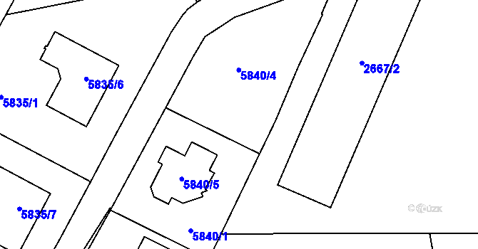 Parcela st. 5840/8 v KÚ Velké Meziříčí, Katastrální mapa