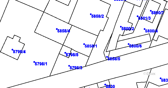 Parcela st. 5858/1 v KÚ Velké Meziříčí, Katastrální mapa