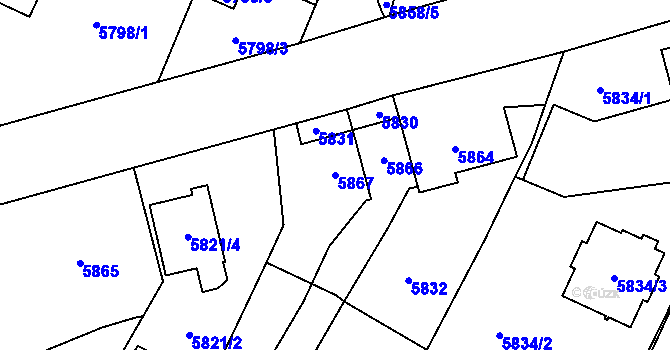 Parcela st. 5867 v KÚ Velké Meziříčí, Katastrální mapa