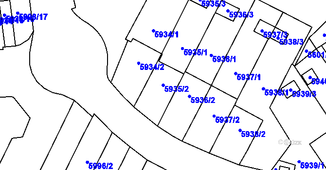 Parcela st. 5935/2 v KÚ Velké Meziříčí, Katastrální mapa