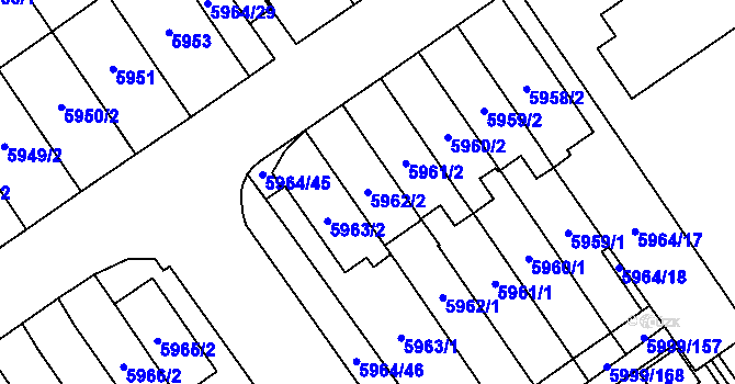 Parcela st. 5962/2 v KÚ Velké Meziříčí, Katastrální mapa