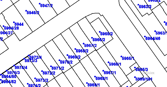 Parcela st. 5967/2 v KÚ Velké Meziříčí, Katastrální mapa