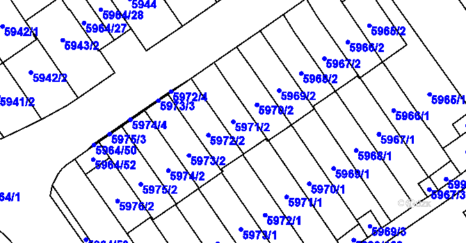 Parcela st. 5971/2 v KÚ Velké Meziříčí, Katastrální mapa