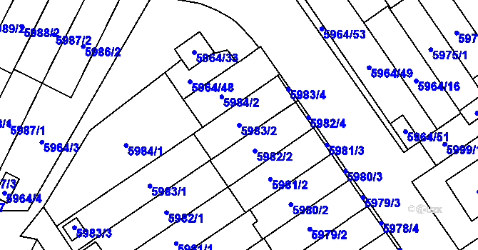 Parcela st. 5983/2 v KÚ Velké Meziříčí, Katastrální mapa