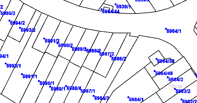 Parcela st. 5987/2 v KÚ Velké Meziříčí, Katastrální mapa