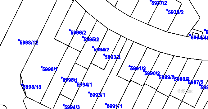 Parcela st. 5993/2 v KÚ Velké Meziříčí, Katastrální mapa