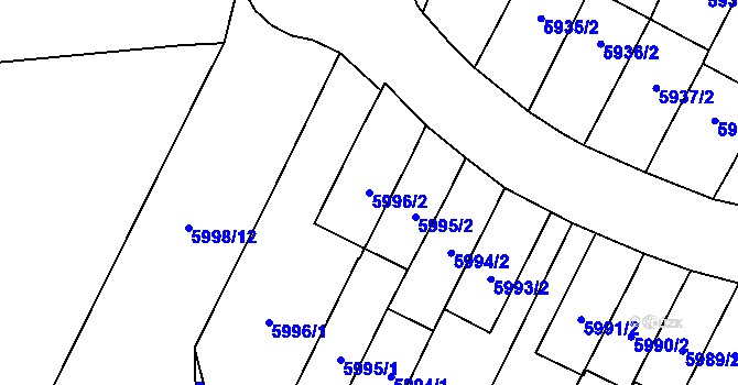 Parcela st. 5996/2 v KÚ Velké Meziříčí, Katastrální mapa