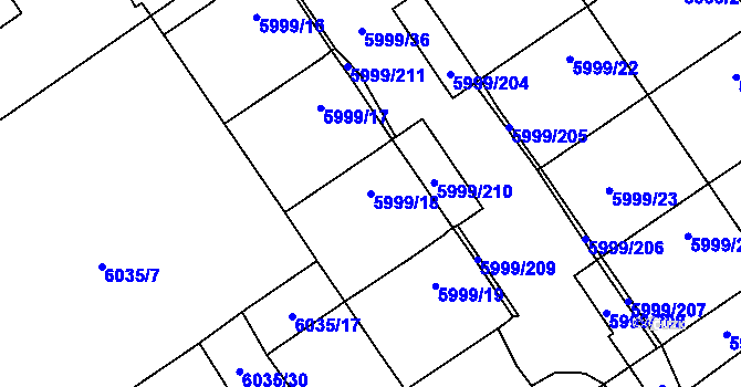Parcela st. 5999/18 v KÚ Velké Meziříčí, Katastrální mapa
