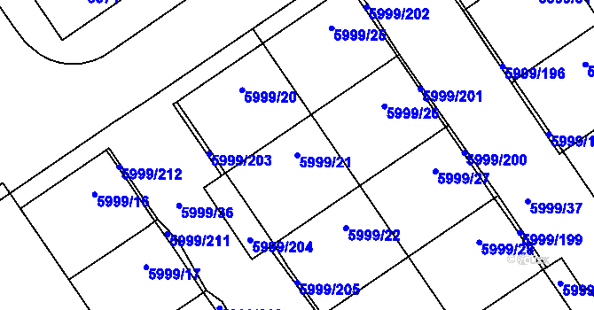 Parcela st. 5999/21 v KÚ Velké Meziříčí, Katastrální mapa