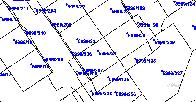 Parcela st. 5999/24 v KÚ Velké Meziříčí, Katastrální mapa