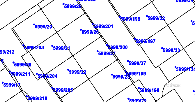 Parcela st. 5999/27 v KÚ Velké Meziříčí, Katastrální mapa