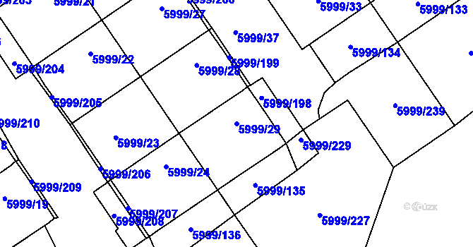 Parcela st. 5999/29 v KÚ Velké Meziříčí, Katastrální mapa