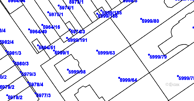 Parcela st. 5999/63 v KÚ Velké Meziříčí, Katastrální mapa