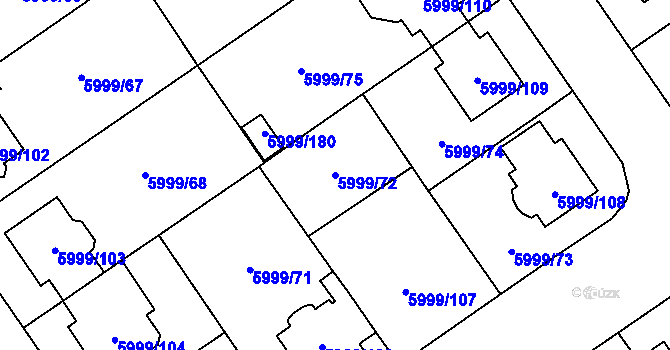 Parcela st. 5999/72 v KÚ Velké Meziříčí, Katastrální mapa