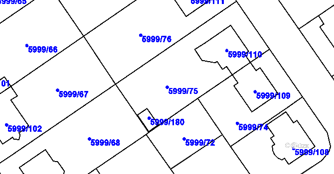 Parcela st. 5999/75 v KÚ Velké Meziříčí, Katastrální mapa
