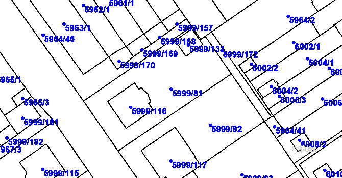 Parcela st. 5999/81 v KÚ Velké Meziříčí, Katastrální mapa