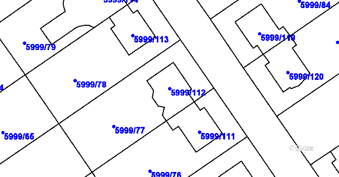 Parcela st. 5999/112 v KÚ Velké Meziříčí, Katastrální mapa