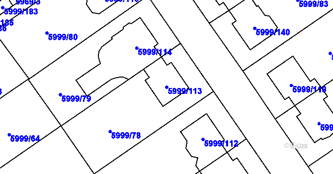 Parcela st. 5999/113 v KÚ Velké Meziříčí, Katastrální mapa