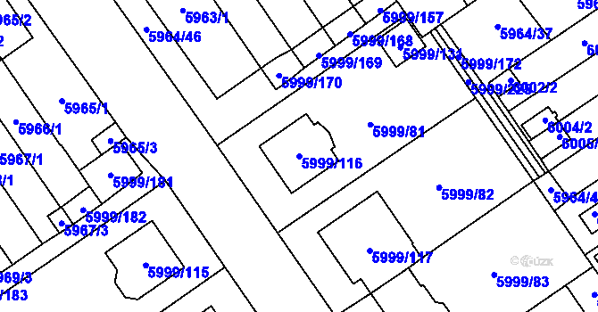 Parcela st. 5999/116 v KÚ Velké Meziříčí, Katastrální mapa