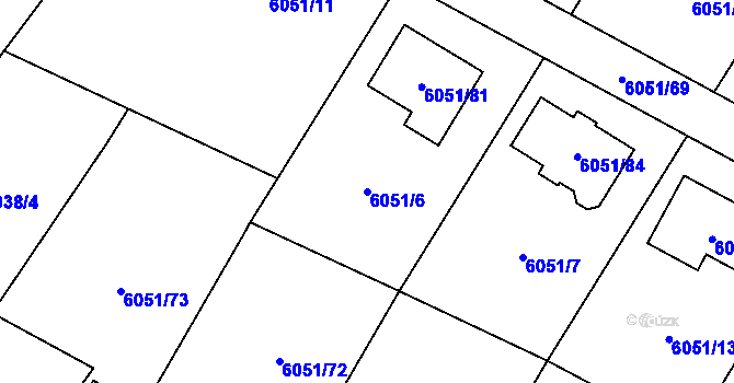 Parcela st. 6051/6 v KÚ Velké Meziříčí, Katastrální mapa