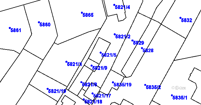 Parcela st. 5821/5 v KÚ Velké Meziříčí, Katastrální mapa