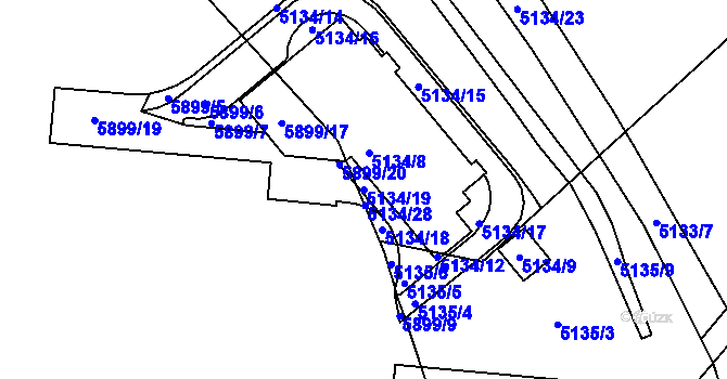 Parcela st. 5134/19 v KÚ Velké Meziříčí, Katastrální mapa