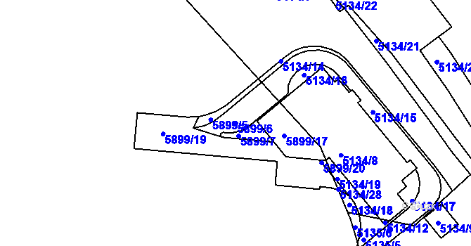 Parcela st. 5899/6 v KÚ Velké Meziříčí, Katastrální mapa