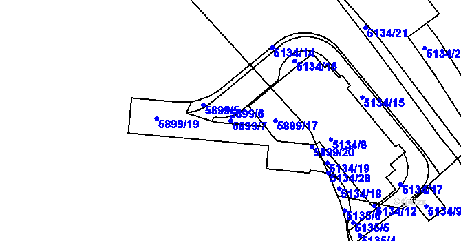 Parcela st. 5899/7 v KÚ Velké Meziříčí, Katastrální mapa