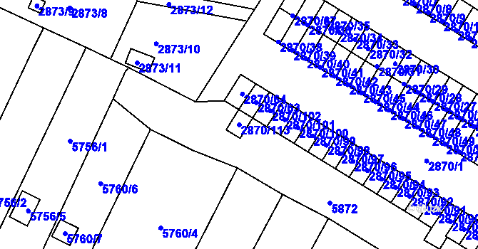 Parcela st. 2870/113 v KÚ Velké Meziříčí, Katastrální mapa