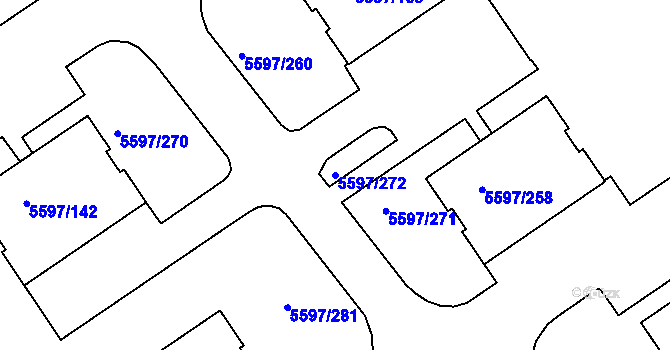 Parcela st. 5597/272 v KÚ Velké Meziříčí, Katastrální mapa