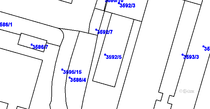 Parcela st. 3592/5 v KÚ Velké Meziříčí, Katastrální mapa