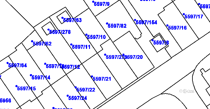 Parcela st. 5597/273 v KÚ Velké Meziříčí, Katastrální mapa
