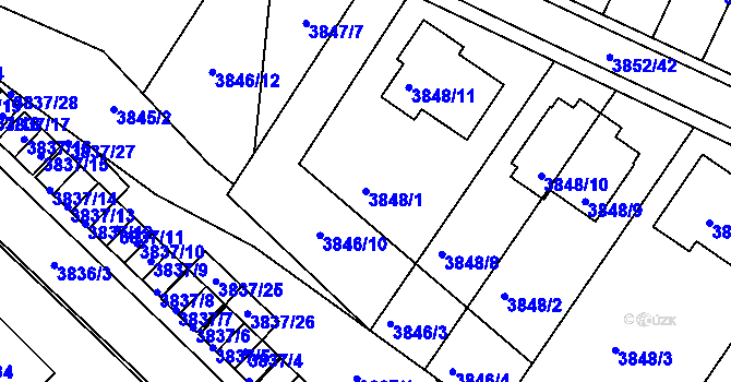 Parcela st. 3848/1 v KÚ Velké Meziříčí, Katastrální mapa