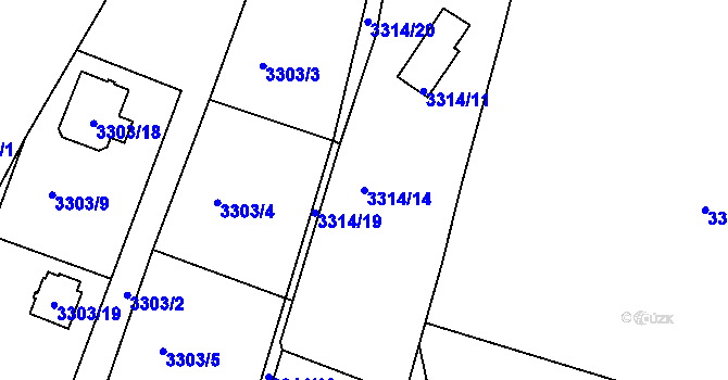 Parcela st. 3314/14 v KÚ Velké Meziříčí, Katastrální mapa