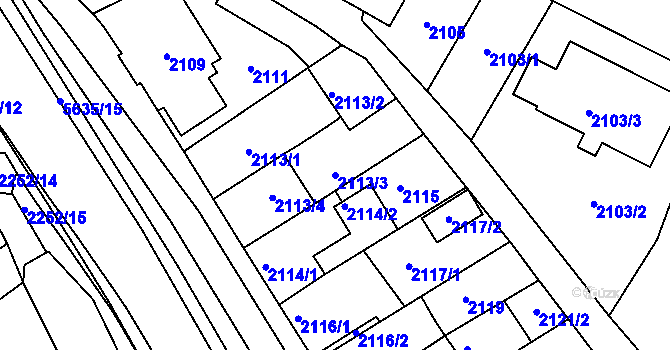 Parcela st. 2113/3 v KÚ Velké Meziříčí, Katastrální mapa