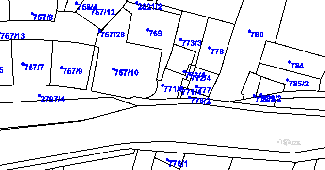 Parcela st. 771/3 v KÚ Velké Meziříčí, Katastrální mapa