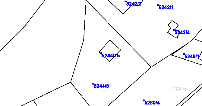 Parcela st. 5244/15 v KÚ Velké Meziříčí, Katastrální mapa