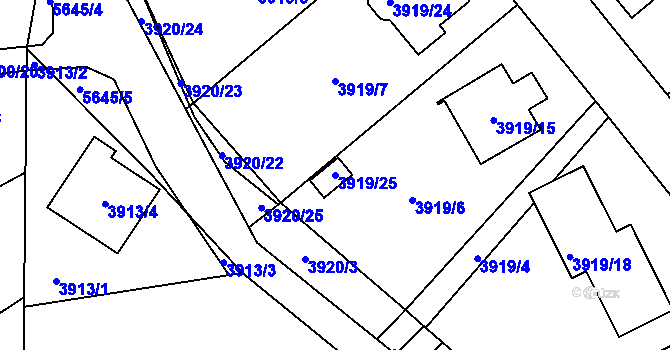 Parcela st. 3919/25 v KÚ Velké Meziříčí, Katastrální mapa