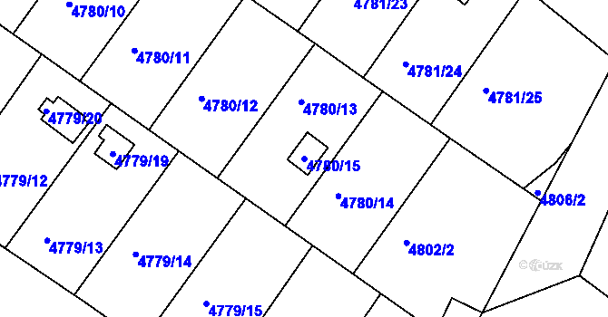 Parcela st. 4780/15 v KÚ Velké Meziříčí, Katastrální mapa
